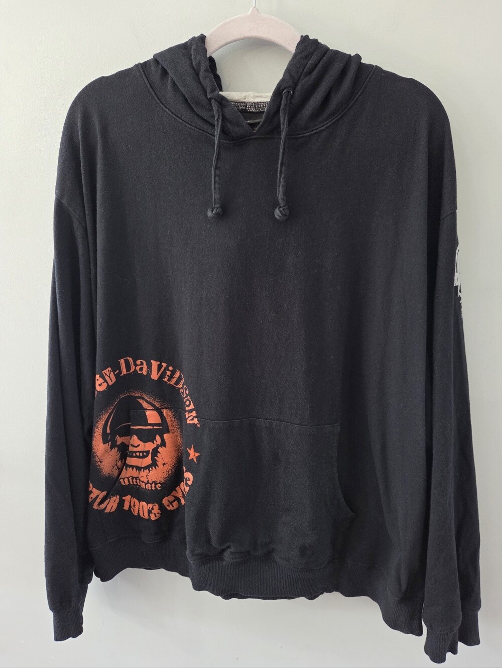 Harley Davidson Men's Black Graphic Hoodie Sweatshirt XL Ultimate Y2K 2005 Vtg
